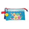 Estuche Infantil Triple Compartimento Baby Shark Happy Family
