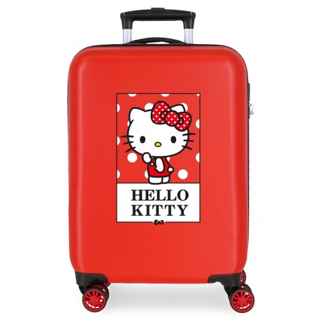Maleta de Cabina Rígida en ABS de 4 Ruedas Dobles Bow Of Hello Kitty en Color Rojo