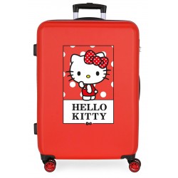 Maleta Mediana Rígida en ABS de 4 Ruedas Bow Of Hello Kitty en Color Rojo