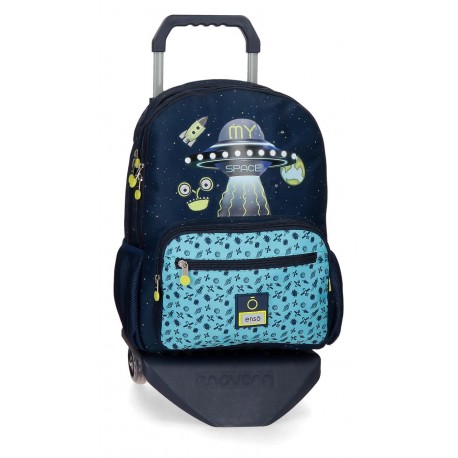 Mochila Infantil Grande 42 cm con Bolso Frontal y con Ruedas Enso My Space