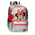 Mochila Grande de 44cm Doble Compartimento  Minnie My Pretty Bow en Gris