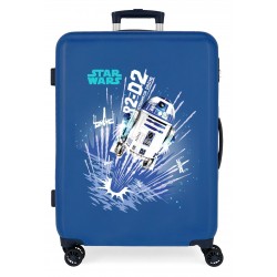 Maleta Mediana Rígida en ABS de 4 Ruedas Star Wars Droids R2-D2 Azul 