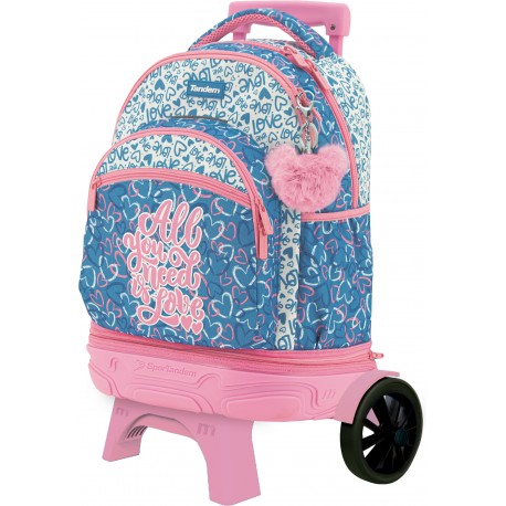 Mochila Carro Compacto Premium con Rueda Grande  Desmontable Love 
