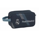 Neceser de Asa Lateral Real Madrid Dark Grey, de Doble Compartimento y Adaptable a Trolley